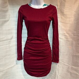 Francesca’s Red Shimmer Long Sleeve Dress
